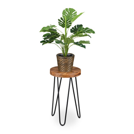 Acacia Wood Plant Stand – Round, Hairpin Legs