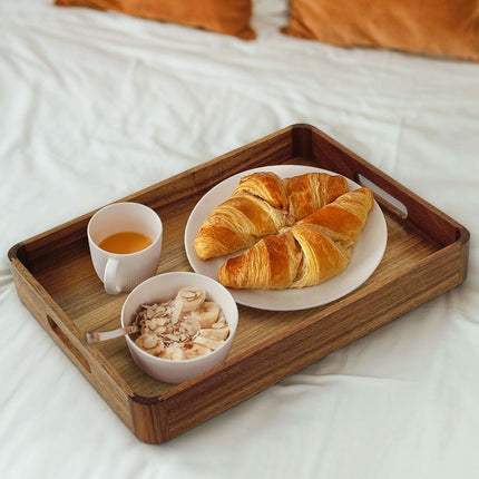 Acacia Wood Serving Tray with Handles – Durable & Stylish