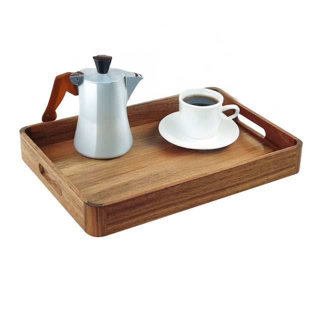 Acacia Wood Serving Tray with Handles – Durable & Stylish