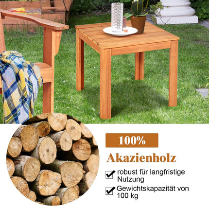 Acacia Wood Side Table, Square, Water-Resistant, 45x45x41 cm