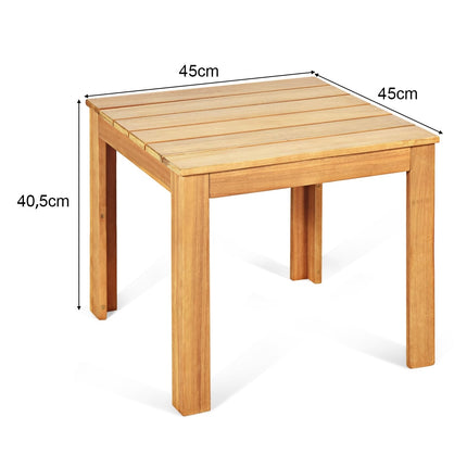 Acacia Wood Side Table, Square, Water-Resistant, 45x45x41 cm