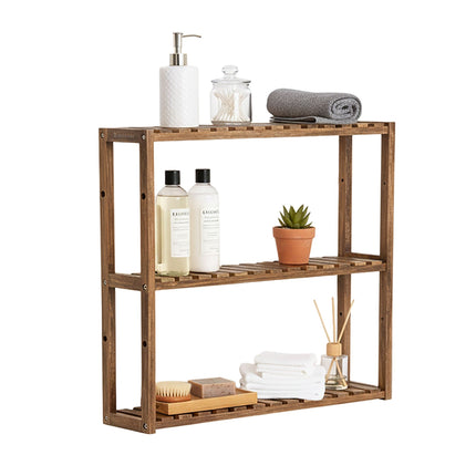 Acacia Wood Wall Shelf, 3-Tier Storage