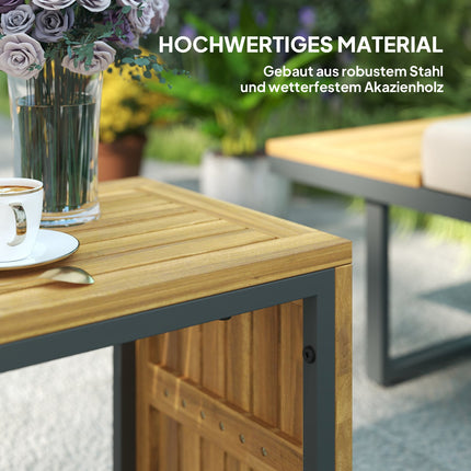 Acacia Wood L-Shaped Garden Lounge Set for 6, Light Grey