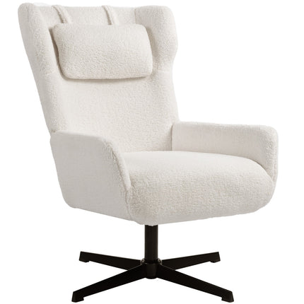 Accent Chair, Fleece Upholstery, Swivel Base, Cream White