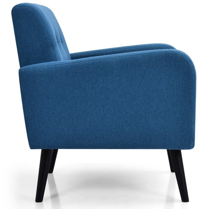 Accent Chair, Linen Upholstery, Rubberwood Legs, Blue