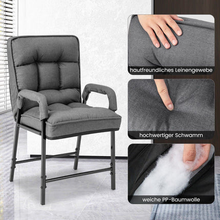 Accent Chair & Ottoman Set, Adjustable Backrest, Grey Linen
