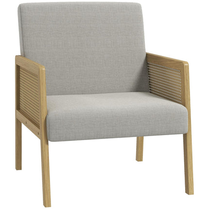 Accent Relaxation Chair, upholstered rattan look, linen look