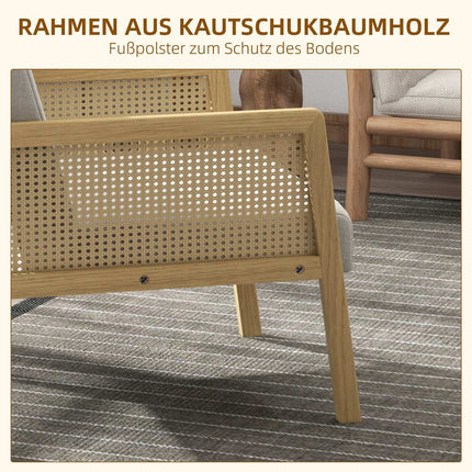 Accent Relaxation Chair, upholstered rattan look, linen look