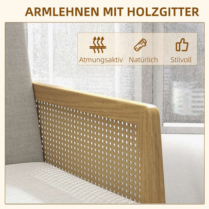 Accent Relaxation Chair, upholstered rattan look, linen look