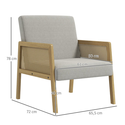 Accent Relaxation Chair, upholstered rattan look, linen look
