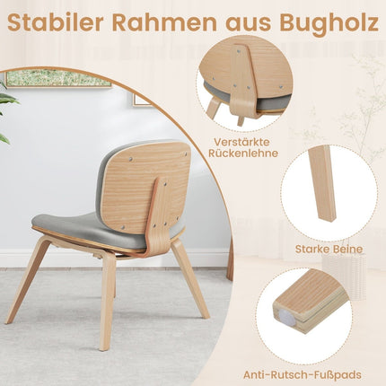 Accent Chair with Backrest, Padded Seat – Light Grey