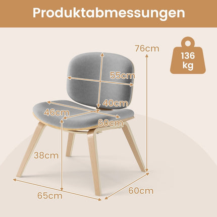 Accent Chair with Backrest, Padded Seat – Light Grey