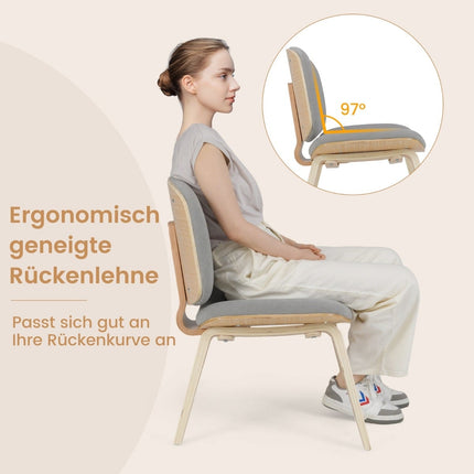 Accent Chair with Backrest, Padded Seat – Light Grey