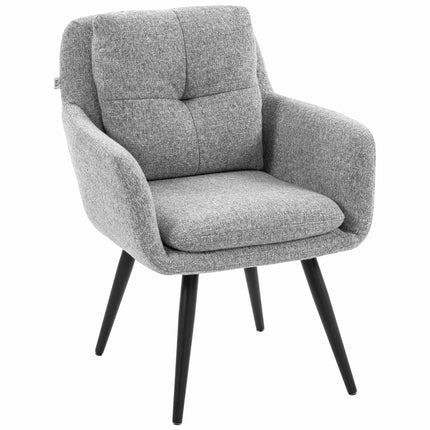 Accent Chair with Metal Legs, Linen Look, Light Grey
