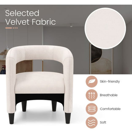 Accent Chair with Ottoman, Beige Velvet, 150 kg Capacity