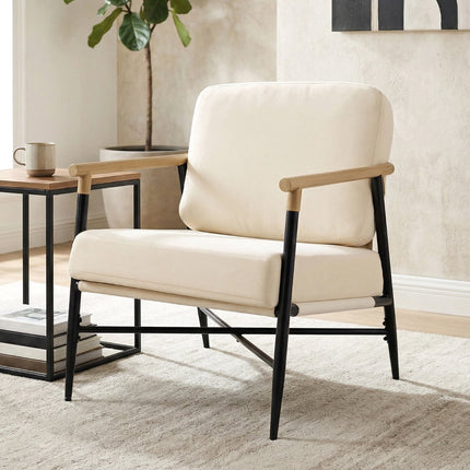 Accent Lounge Chair, Beige, Removable Zippered Cushions