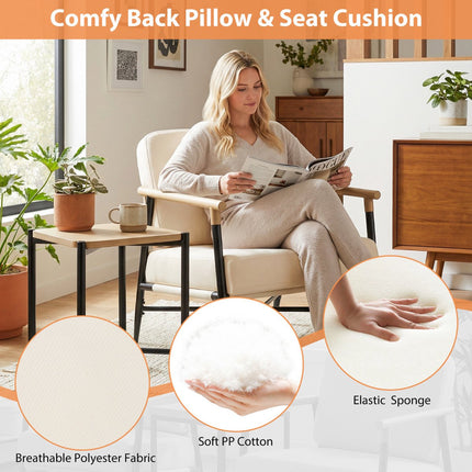 Accent Lounge Chair, Beige, Removable Zippered Cushions