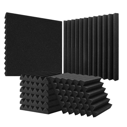 Acoustic Foam Panels 36-Pack, 12x12x2 In, Black