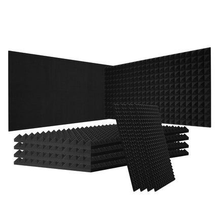 Acoustic Foam Panels 4 Pack, 48 x 24 x 2 in, Pyramid, Black
