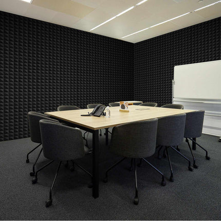 Acoustic Foam Panels 4 Pack, 48 x 24 x 2 in, Pyramid, Black