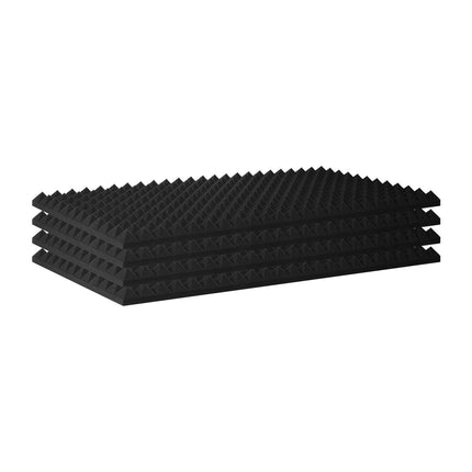 Acoustic Foam Panels 4 Pack, 48 x 24 x 2 in, Pyramid, Black