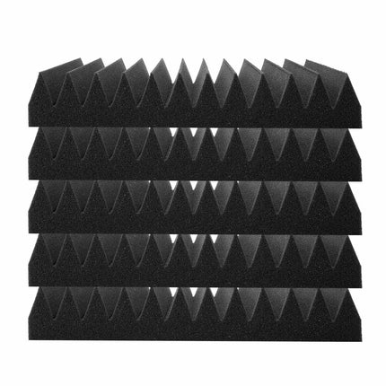 Acoustic Foam Panels, 50 Pack, 12 x 12 x 2 in, Wedge, Black