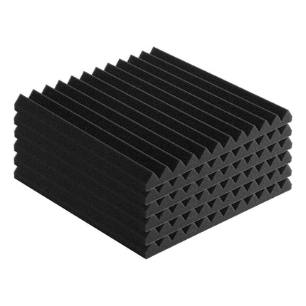 Acoustic Foam Panels, 52-Pack 12x12x1 in, Black