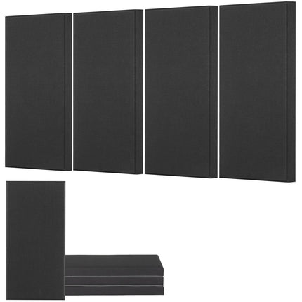 Acoustic Panels, 4-Pack 2-Inch Fiberglass, Self-Adhesive, Black
