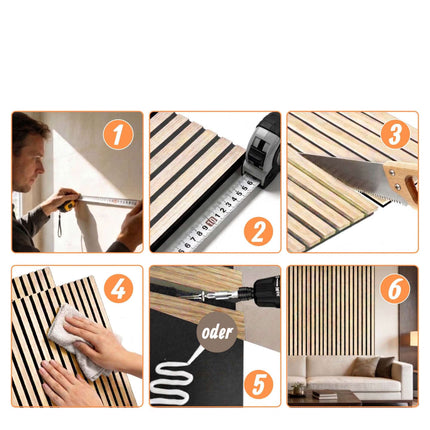Acoustic Wall Panel Set, 120x60 cm, Wood Veneer Slats