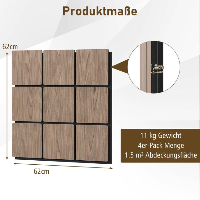 Acoustic Wall Panels, 4-Pack, 62x62 cm, Soundproofing