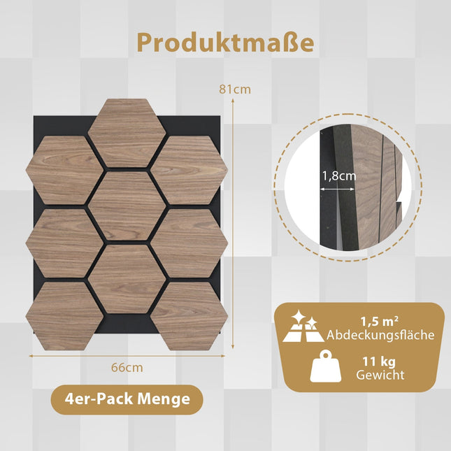 Acoustic Wall Panels, 4-Pack, 81x66 cm, Sound Absorbing