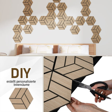 Acoustic Wall Panels, Hexagonal Wood, Sound Absorbing, 4 Pack