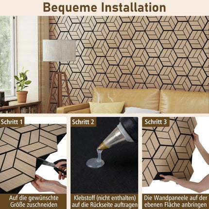 Acoustic Wall Panels, Hexagonal Wood, Sound Absorbing, 4 Pack