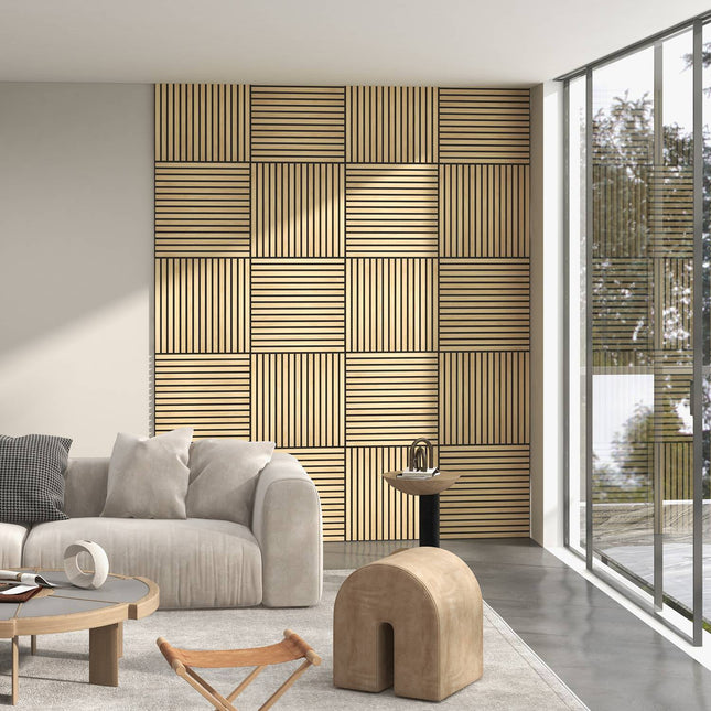 Acoustic wall panels in oak 3D - 4-pack, 60x60 cm