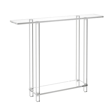Acrylic Console Table, 2-Tier Narrow Clear Entryway Desk