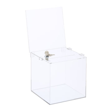 Acrylic Donation Box with Lock and Sign Holder