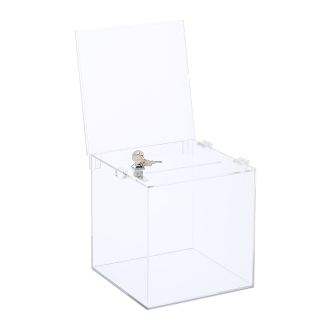 Acrylic Donation Box with Lock and Sign Holder