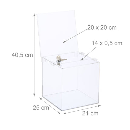 Acrylic Donation Box with Lock and Sign Holder