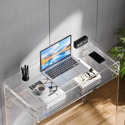 Acrylic End Table, 2-Tier Clear Storage, 40 x 85 x 75 cm