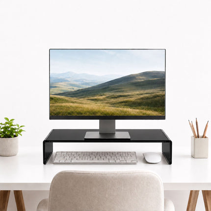 Acrylic Monitor Riser – Black, 35x20x10 cm, Ergonomic Stand