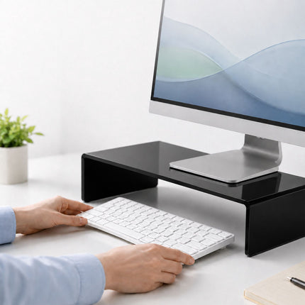Acrylic Monitor Riser – Black, 35x20x10 cm, Ergonomic Stand