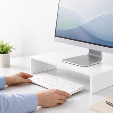 Acrylic Monitor Riser, White, 50x20x10 cm