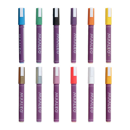 Acrylic Paint Markers Set, 12 Colors, Waterproof