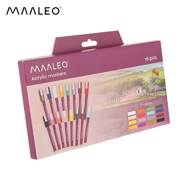 Acrylic Paint Markers Set, 16 Colors, Waterproof, 8ml