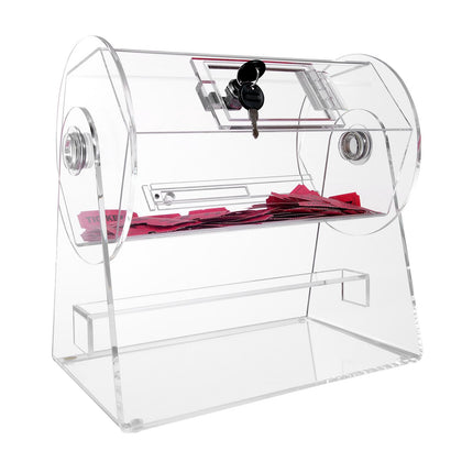 Acrylic Raffle Drum, 2500 Tickets, Locking Door, 2 Keys