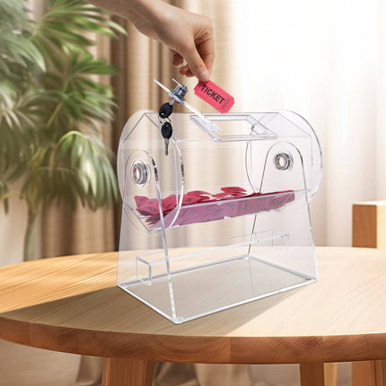 Acrylic Raffle Drum, 2500 Tickets, Locking Door, 2 Keys
