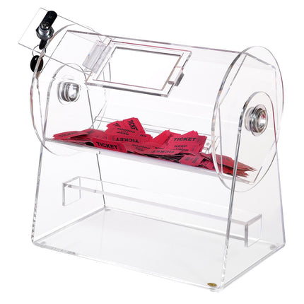 Acrylic Raffle Drum, 2500 Tickets, Locking Door, 2 Keys