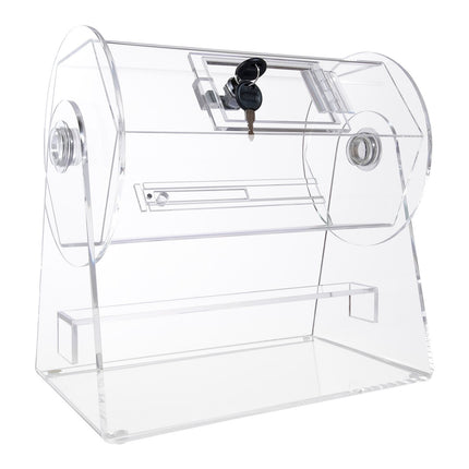 Acrylic Raffle Drum, 2500 Tickets, Locking Door, 2 Keys