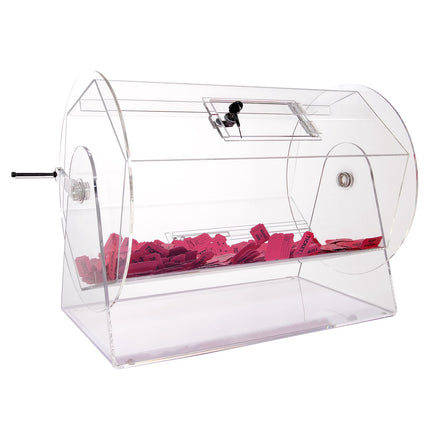 Acrylic Raffle Drum, Holds 10,000 Tickets, Lock And 2 Keys