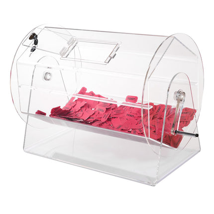 Acrylic Raffle Drum, Holds 10,000 Tickets, Lock And 2 Keys